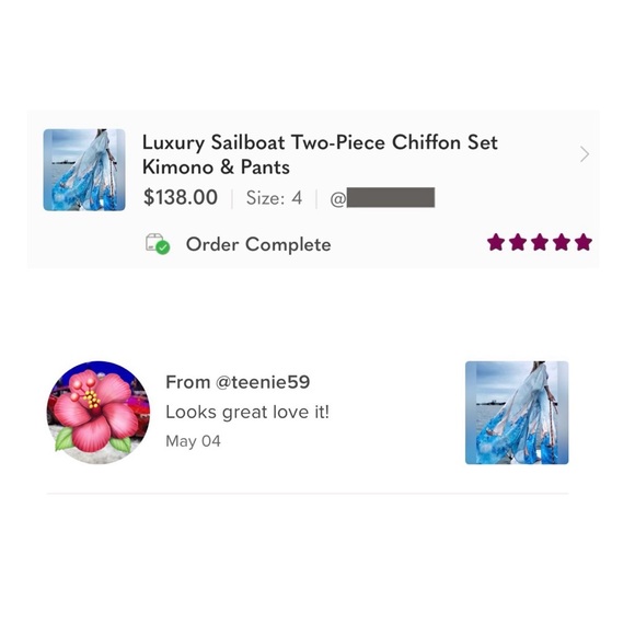 Luxury Sailboat Two-Piece Chiffon Set Kimono & Pants - Picture 8 of 8